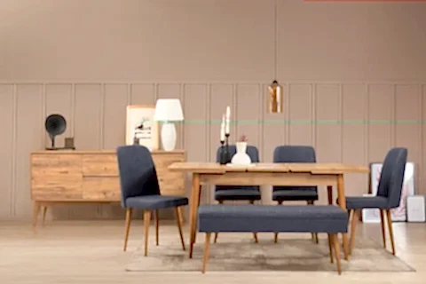 VİNA AÇILIR MUTFAK MASASI TAKIMI, LACİVERT, 130X80