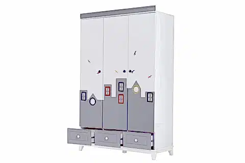 CİTY GARDIROP, GRİ, 3 KAPAKLI