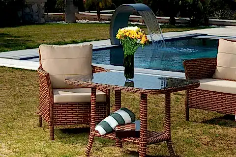 LENTA RATTAN BAHÇE MOBİLYASI, KAHVERENGİ, 2+1+1