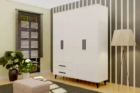 NOVADO AYAKLI GARDIROP, 4 KAPAKLI, SİYAH KULPLU, GM 070-A