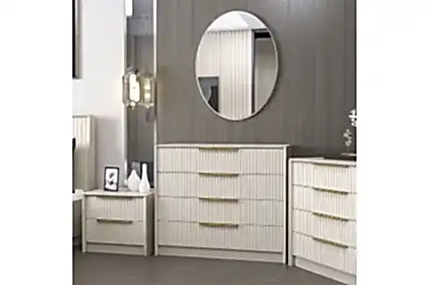 KALE LUXE AYNALI ŞİFONYER, 4 ÇEKMECELİ, KUMTAŞI