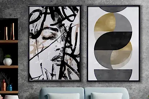 AHŞAP TRAVERTEN DOKULU SOYUT RESIM TABLO, 60X90, 29 2'Lİ