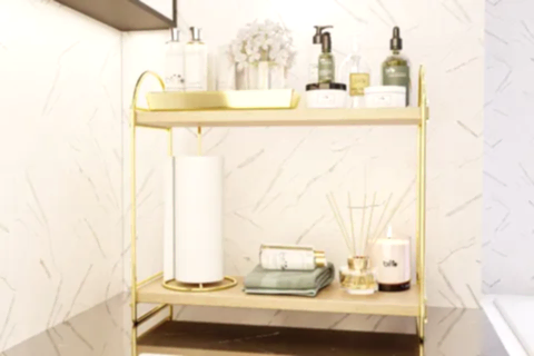 BİNO MUTFAK BANYO DÜZENLEYİCİ RAF, 2 KATLI, GOLD