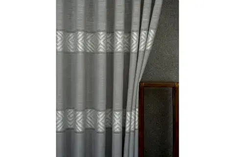 VRC DESEN KETEN ORTA SIK PİLE TÜL PERDE, GRİ, 100X260