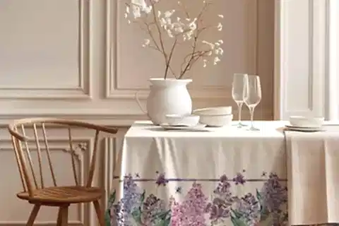 FLORA LİLA PAMUK MASA ÖRTÜSÜ, 100X100 CM