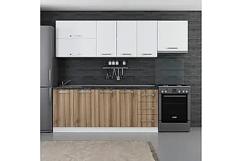 MİNAR DEFNE 260 CM MUTFAK DOLABI BEYAZ DORE 260-D4