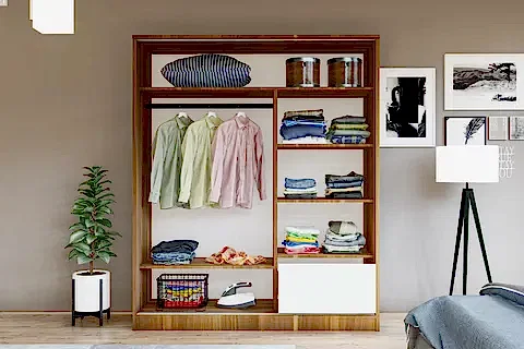 SEDEF AYNALI GARDIROP, SÜRGÜ KAPAKLI, ANTRASİT CEVİZ