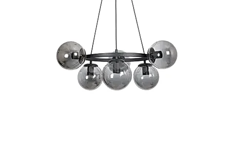 BUSE ALTILI SİYAH KASALI AVİZE, FÜME CAMLI