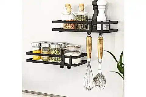 BİNO SİYAH METAL BAHARATLIK MUTFAK RAFI, İKİLİ SET
