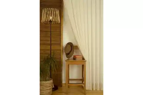 FANTEZİ BUKLE ORTA SIK PİLE TÜL PERDE, NATUREL, 100X260
