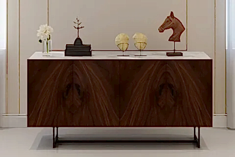 LİVİRA MERMER TABLALI AHŞAP KONSOL, KAHVERENGİ