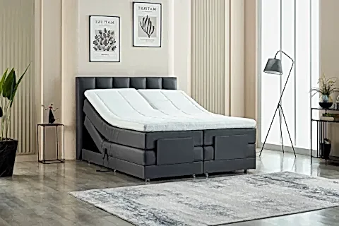 NERA KUMANDALI BAZA BAŞLIK YATAK SETİ, ANTRASİT, 90X200