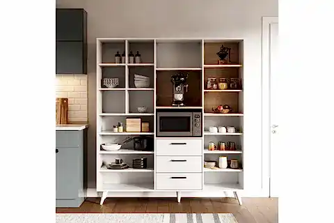 LAVO ÇOK AMAÇLI KAHVE KÖŞESİ DOLABI, 4 KAPAKLI 3 ÇEKMECELİ