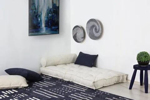 SOFA BUKLET KAPİTONELİ YER VE SEDİR MİNDERİ, BEYAZ