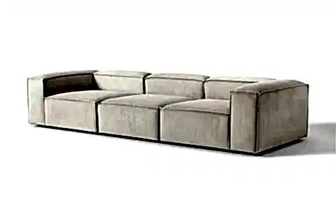 LENA ÜÇLÜ FİTİLLİ KADİFE KOLTUK, BEYAZ