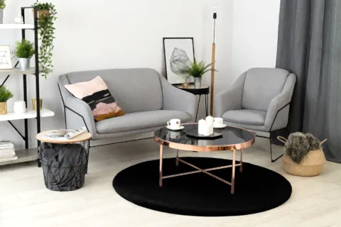 TAPPETO REX TAVŞANI YUVARLAK POST HALI, SİYAH, 80X80