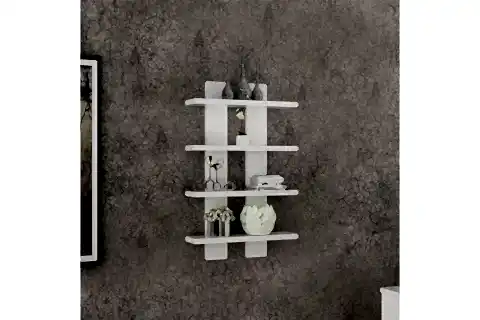 NERGİS DUVAR RAFI, DÖRTLÜ, BEYAZ