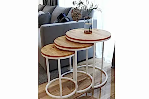 TUBİHOME ZİGON SEHPA TAKIMI, YUVARLAK, MEŞE