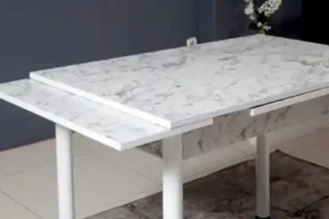 SMART MASA VE SMART SANDALYE TAKIMI, BEYAZ MERMER, 110X70