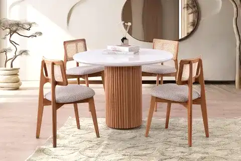 EKSEN MASA, ZİON SANDALYE, BEYAZ, 105X105