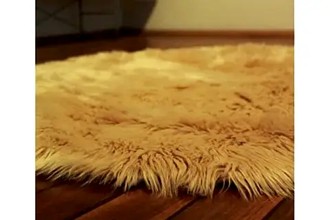 AKRİLİK KUZU POST HALI, YUVARLAK, CAMEL, 100X100