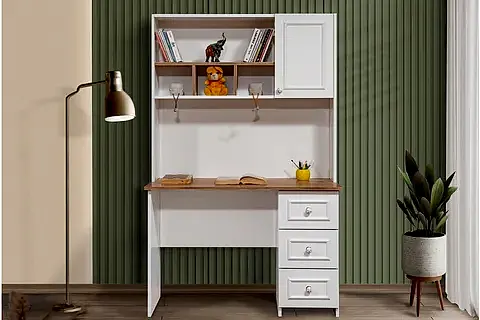 ALİCE ÜNİTELİ ÇALIŞMA MASASI, BEYAZ CEVİZ