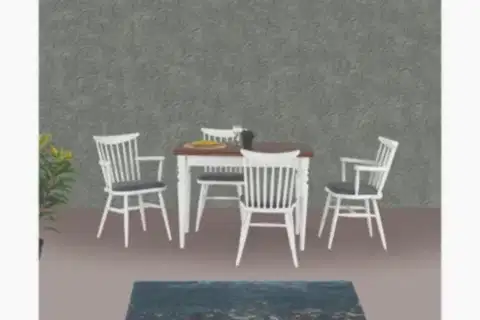 SANDOR ÇİZİLMEZ MASA KIRLANGIÇ SANDALYE, EKRU, 110X70