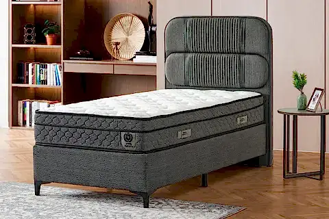 DARK BAZA BAŞLIK YATAK SETİ,ANTRASİT, 100X200