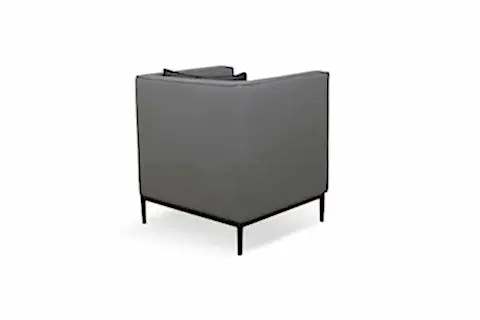 SERDUR SUNİ DERİ SİYAH METAL AYAKLI TEKLİ KANEPE, GRİ