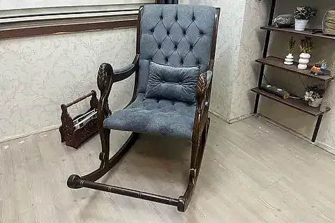 VİNTAGE SALLANAN SANDALYE, GRİ, AHŞAP, CEVİZ AYAK