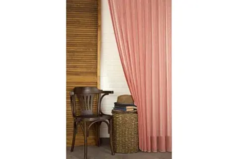 KIRÇILLI KETEN SIK PİLE TÜL PERDE, KIRMIZI, 100X260