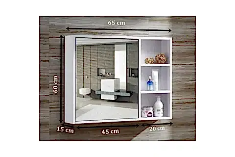 MİNES 3 RAFLI AYNALI BANYO ÜST DOLABI, BEYAZ