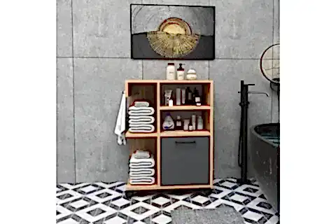 REBUSA TEKERLEKLİ ÇOK AMAÇLI MUTFAK BANYO DOLABI VE AYAKKABILIK, ATLANTİK ÇAM ANTRASİT
