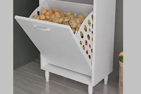 İNCİ KİRLİ ÇAMAŞIR SEPETLİ DOLAP, 6 RAFLI, BEYAZ