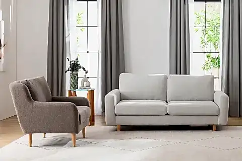 MERLİN İKİLİ KOLTUK NATUREL, İNCE KOL, RECYCLED, GRİ
