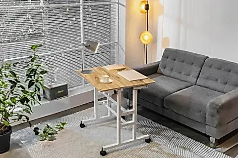 YÜKSEKLİK AYARLI LAPTOP MASASI, ÇAM BEYAZ, 80X60