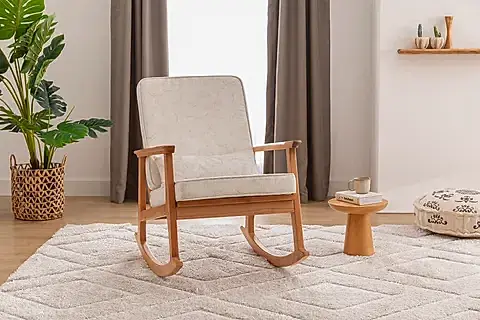 İSKANDİNAV PUFLU SALLANAN SANDALYE, KREM, NATUREL