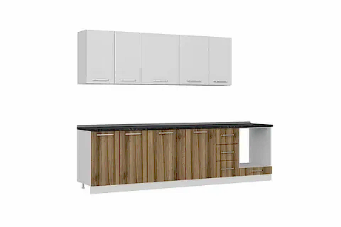 MİNAR LOTUS 290 CM MUTFAK DOLABI BEYAZ DORE 290-D3