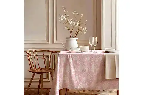 PEMBE BOTANİCA NOSTALJİ PAMUK MASA ÖRTÜSÜ, 100X100 CM