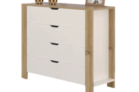 NİSAN ŞİFONYER,  4 ÇEKMECELİ, BEYAZ CEVİZ