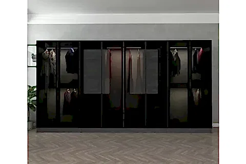 KALE DOLAP, 8 CAM KAPAKLI, ANTRASİT SİYAH, 190 CM