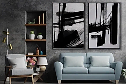 AHŞAP TRAVERTEN DOKULU SOYUT RESIM TABLO, 60X90, 19 2'Lİ