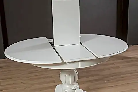 RUSTİK BABA AYAK AÇILIR MASA, BEYAZ, 110X110