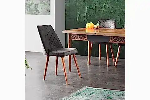 ARMİN MASA MERİDA SANDALYE, ANTRASİT CEVİZ, 130X80