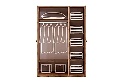 ASYA GARDIROP, CEVİZ, 3 KAPAKLI