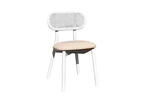 NİDYA BEYAZ AHŞAP HAZERANLI SANDALYE, 1 ADET