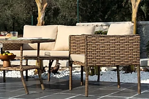 LETRA RATTAN İKİLİ BAHÇE MOBİLYASI, KAHVERENGİ