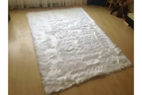 TAPPETO KUZU KÜRKÜ DEKORATİF POST HALI, BEYAZ, 80X150