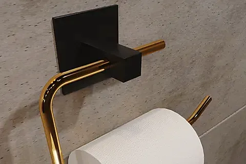 BİNO YAPIŞKANLI TASARIM TUVALET KAĞITLIĞI ASKISI, GOLD, PASLANMAZ ÇELİK