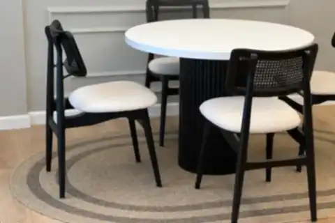 PALMA AHŞAP MASA TAKIMI, BEYAZ SİYAH, 100X100